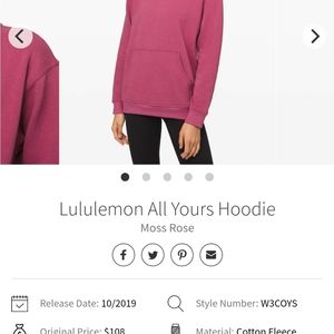 SOLD!! Lululemon all Yours Hoodie Fleece